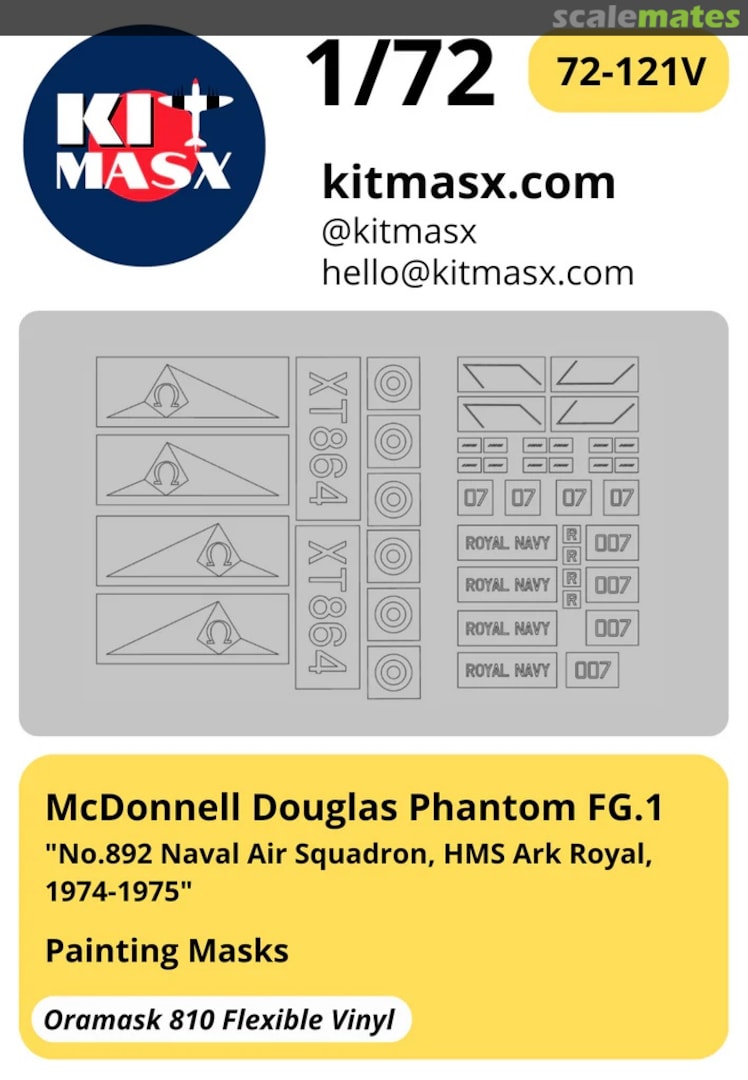 Boxart McDonnell Douglas Phantom FG.1 "No.892 Naval Air Squadron, HMS Ark Royal, 1974-1975" 72-121V Kit Masx