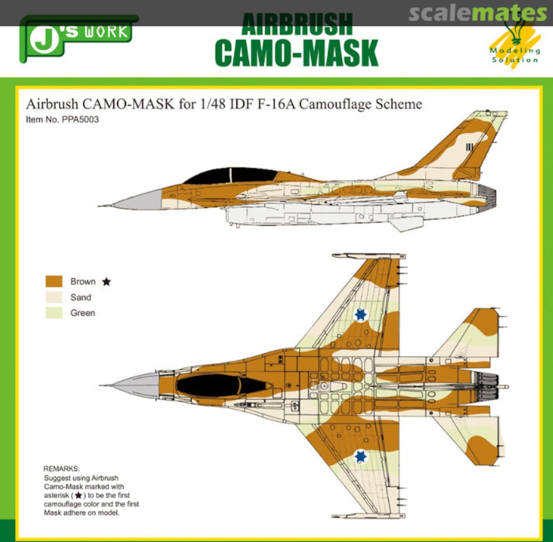 Boxart Airbrush CAMO-MASK IDF F-16A Camo PPA5003 J's Work