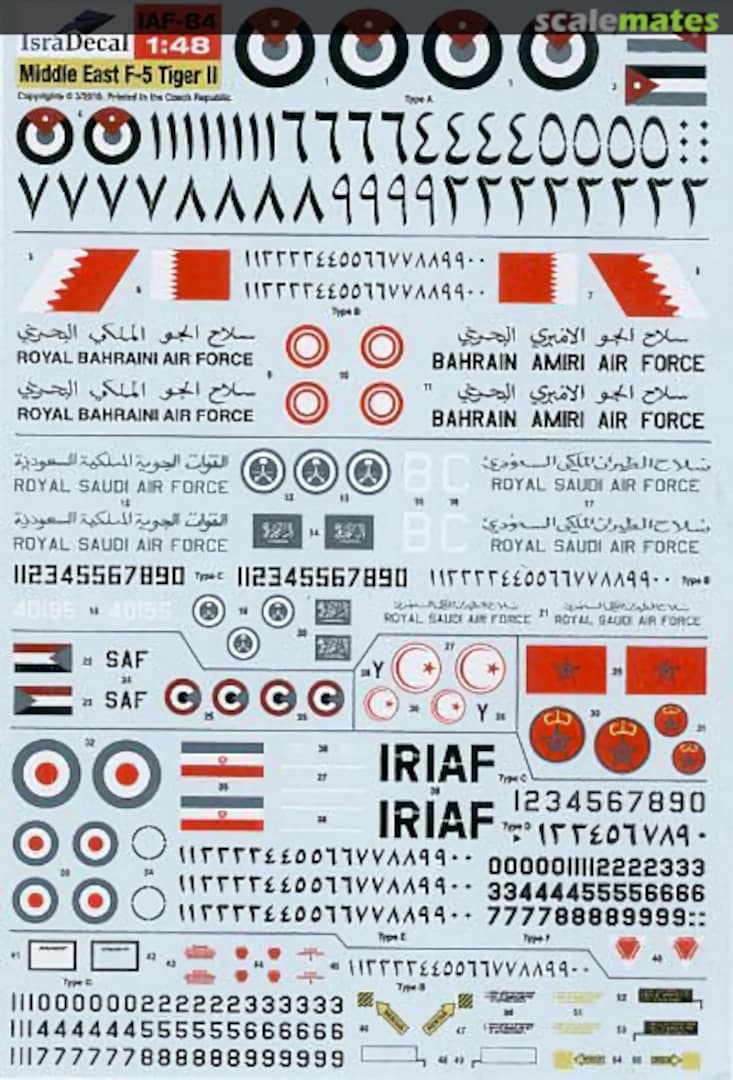Boxart Middle East F-5 Tiger II IAF-84 IsraDecal Studio