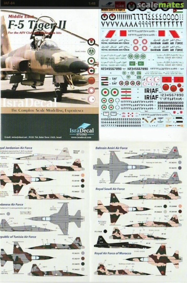 Contents Middle East F-5 Tiger II IAF-84 IsraDecal Studio