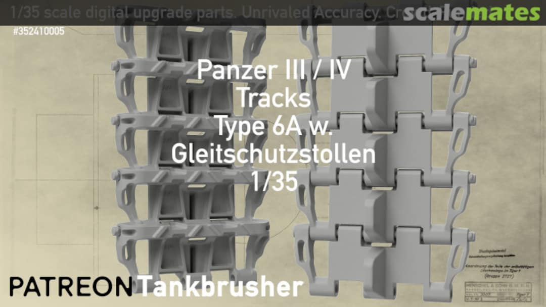 Boxart Panzer III / IV - single link workable tracks Type 6 A w. Gleitschutzstollen 352410005 Tankbrusher Scale Modeling