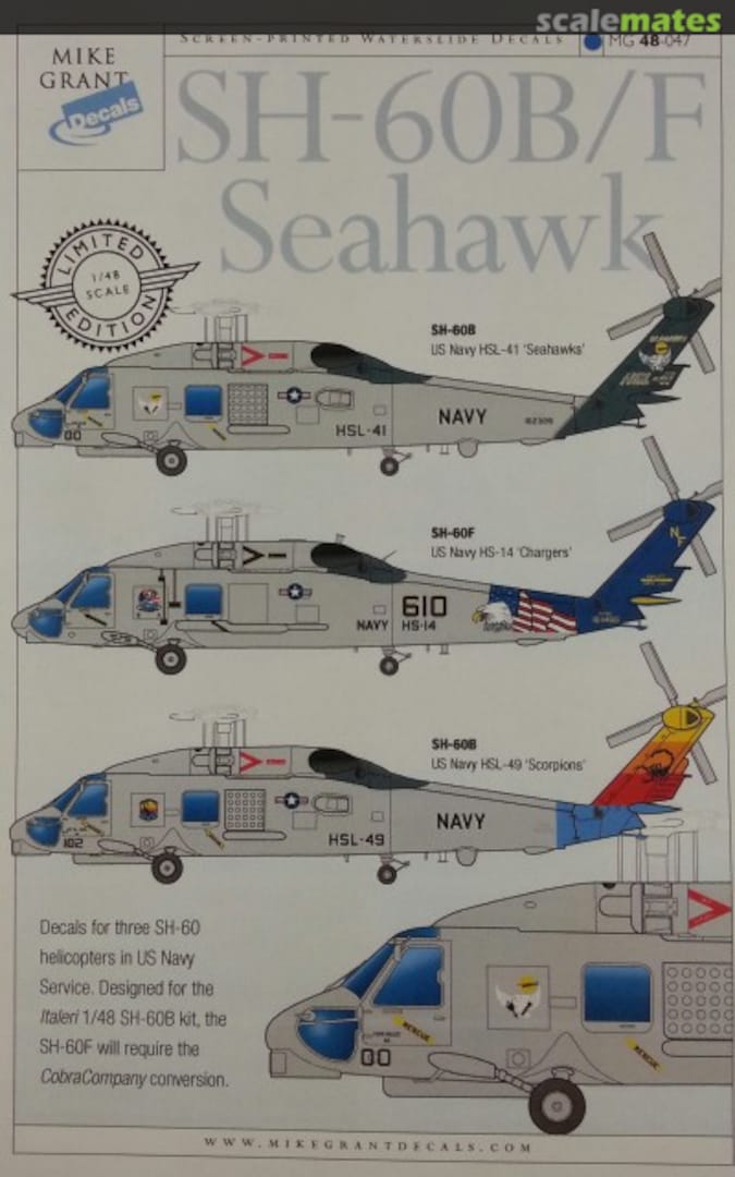 Boxart SH-60B/F Seahawk 48-047 Mike Grant Decals