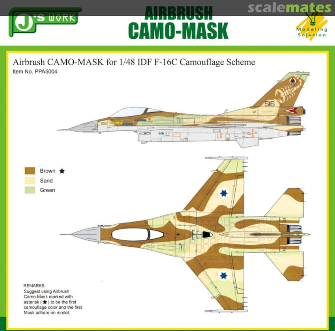 Boxart Airbrush CAMO-MASK IDF F-16C Camo PPA5004 J's Work