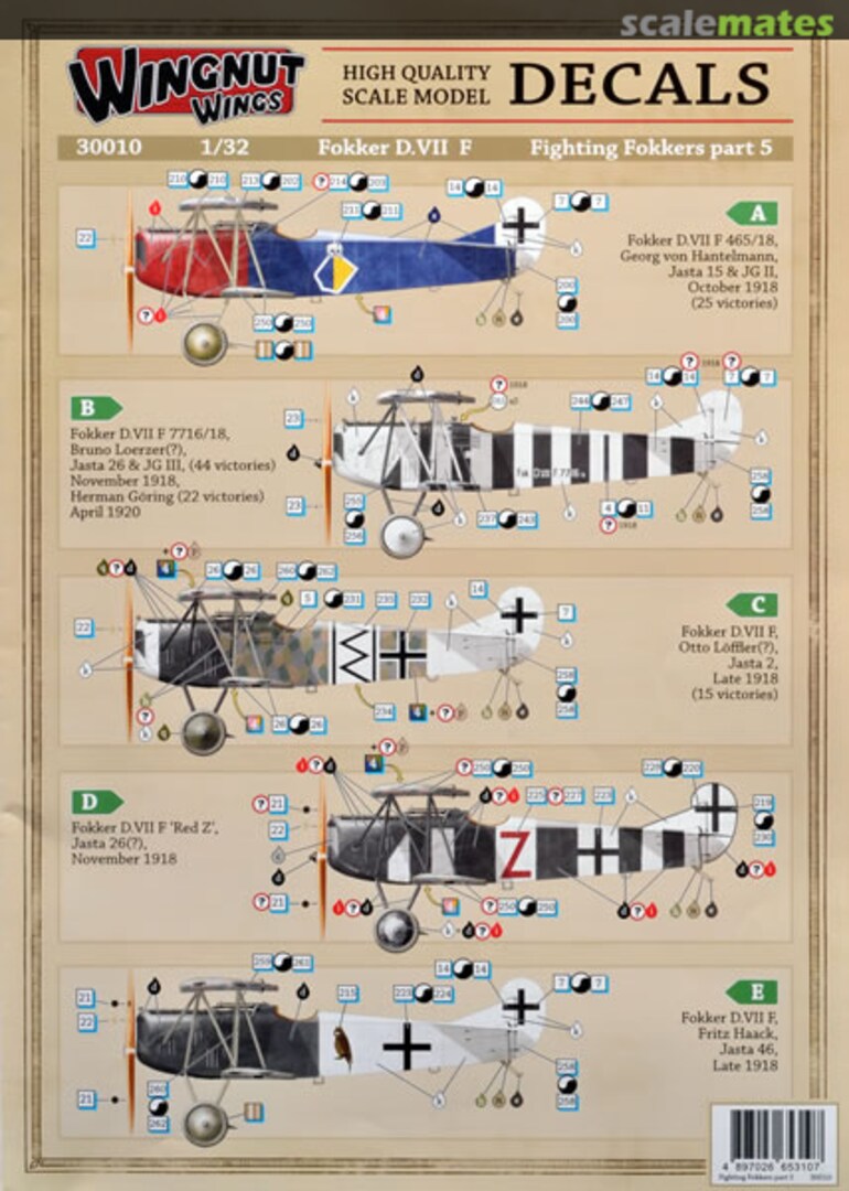 Boxart Fokker D.VII F Fighting Fokkers Part 5 30010 Wingnut Wings