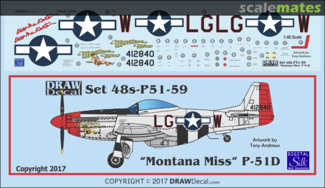 Boxart P-51D "Montana Miss" 48-P51-59 Draw Decal