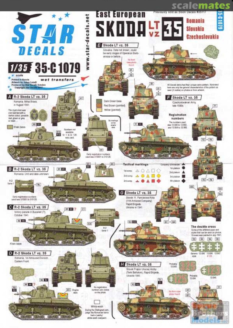 Boxart East European Skoda LT vz 35 35-C1079 Star Decals