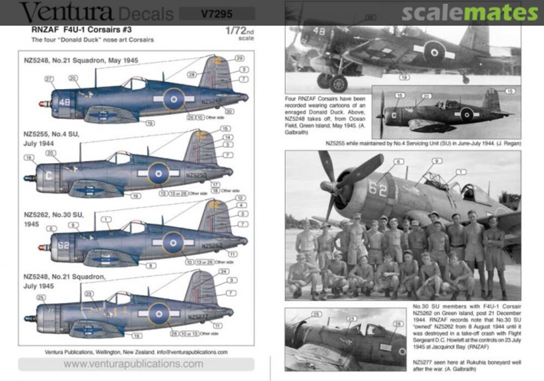 Boxart RNZAF Vought F4U-1 Corsairs #3 V7295 Ventura