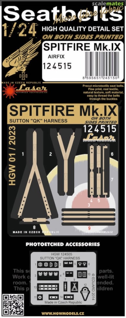 Boxart Spitfire Mk IX Seatbelts 124515 HGW Models