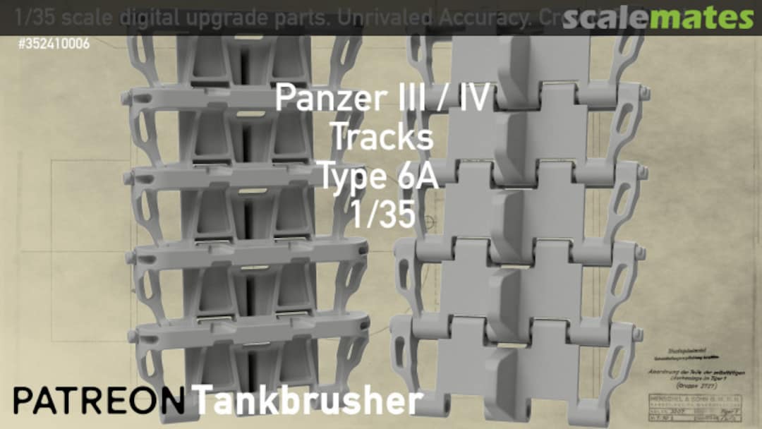 Boxart Panzer III / IV - single link workable tracks Type 6 A 352410006 Tankbrusher Scale Modeling