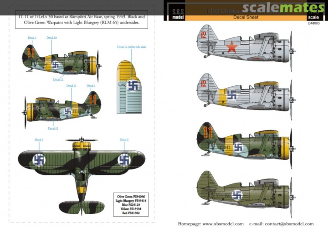 Boxart Polikarpov I-153 Chaika Finnish Air Force WWII D48003 SBS Model