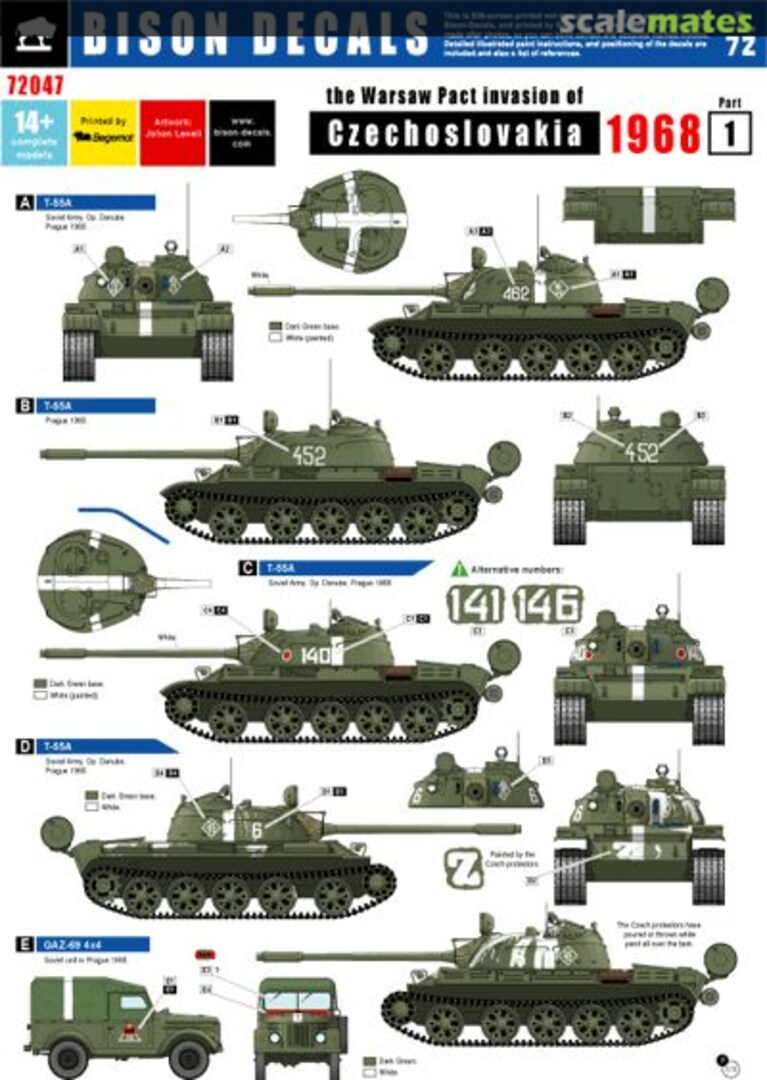 Boxart Czechoslovakia 1968 Part 1 72047 Bison Decals