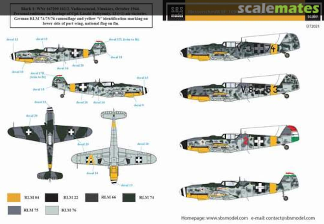 Boxart Messerschmitt Bf-109G-6 in Hungarian Service Vol. II D72021 SBS Model