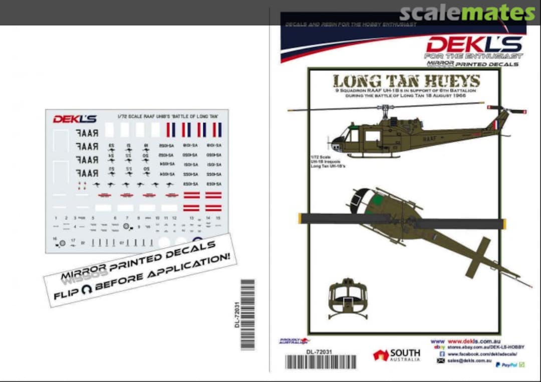 Boxart UH-1B Iroquois 'Huey' RAAF - Long Tan DL72031 DEKL's