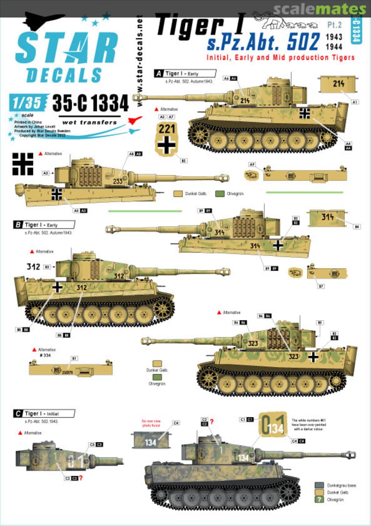 Boxart Tiger I s.Pz.Abt.502 35-C1334 Star Decals