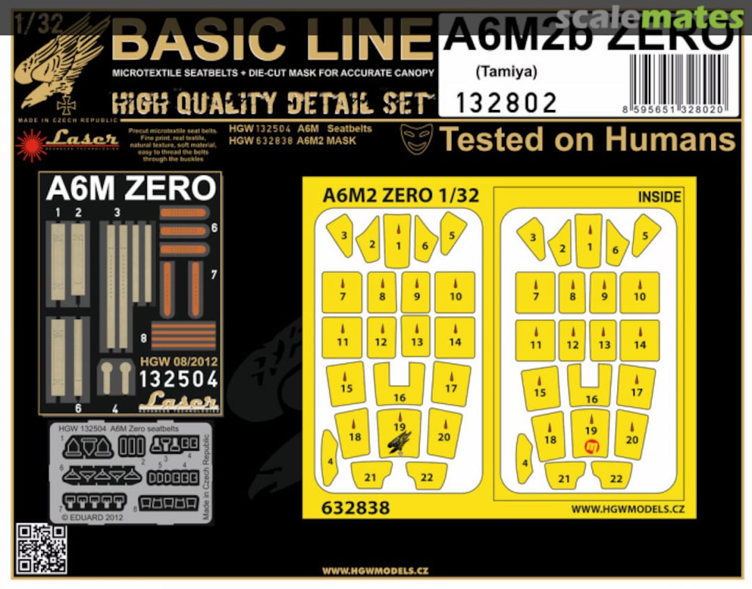 Boxart A6M2b Zero seatbelts and masks 132802 HGW Models