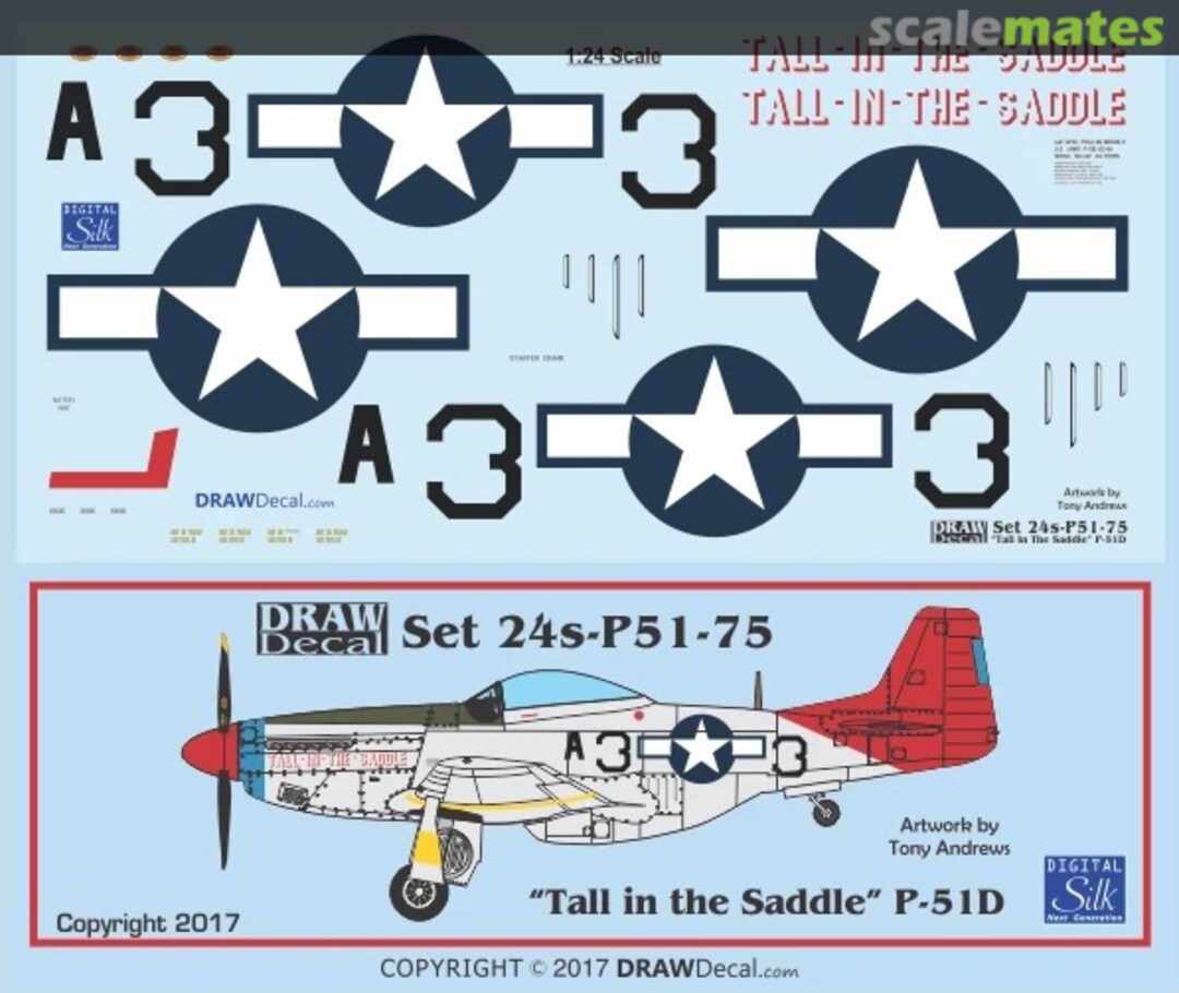 Boxart “Tall in the Saddle” P-51D 24-P51-75 Draw Decal