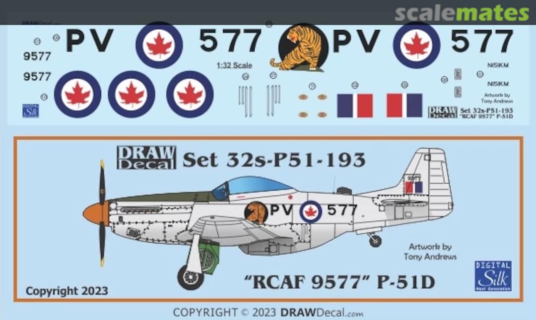 Boxart “RCAF 9577” P-51D 32-P51-193 Draw Decal