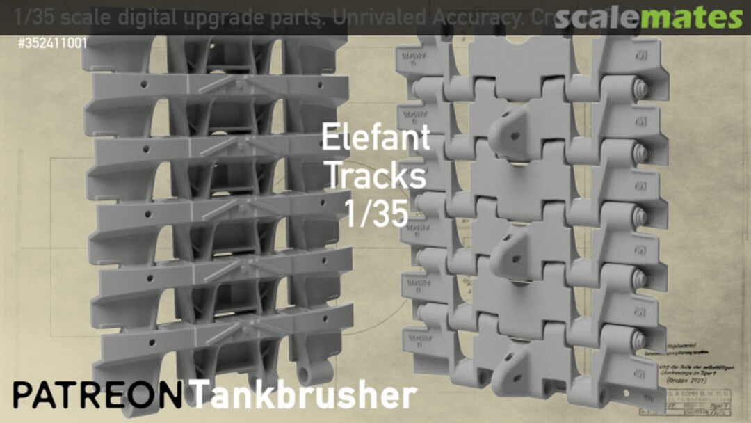 Boxart single link workable tracks for Elefant (Tiger P) 352411001 Tankbrusher Scale Modeling