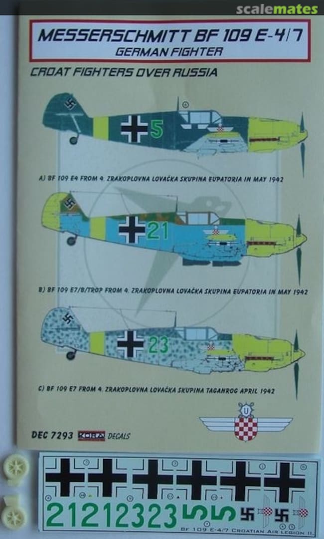 Boxart Messerschmitt Bf 109 E-4/7 German Fighter DEC7293 Kora Models