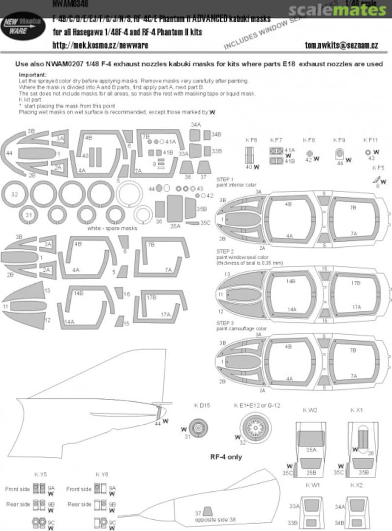 Boxart F-4B/C/D/E/EJ/F/G/J/N/S, RF-4 C/E Phantom II ADVANCED kabuki masks NWAM0346 New Ware