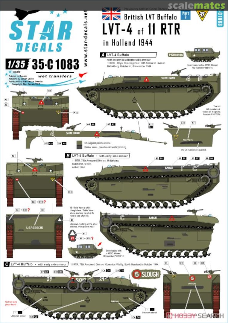 Boxart LVT-4 of 11 RTR 35-C1083 Star Decals