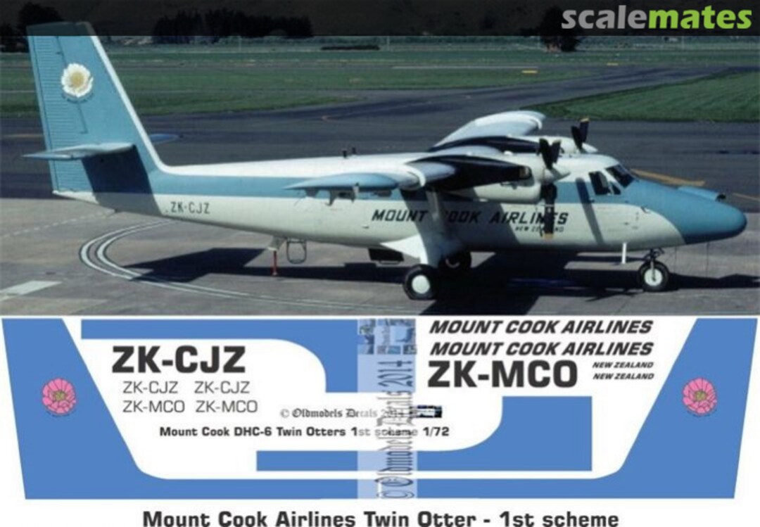 Boxart Mount Cook Airlines DHC6 Twin Otter 1st scheme OMD0455 Oldmodels Decals