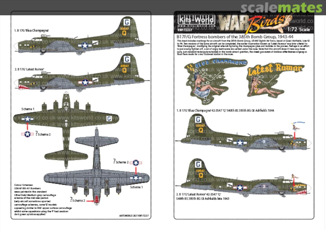 Boxart B-17F/G Fortress bombers of the 385th Bomb Group, 1943-44 KW172237 Kits-World