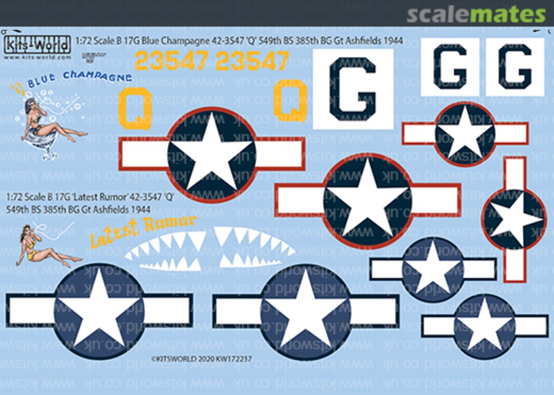 Contents B-17F/G Fortress bombers of the 385th Bomb Group, 1943-44 KW172237 Kits-World