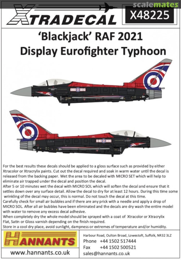 Boxart 'Blackjack' RAF 2021 Display Eurofighter Typhoon X48225 Xtradecal