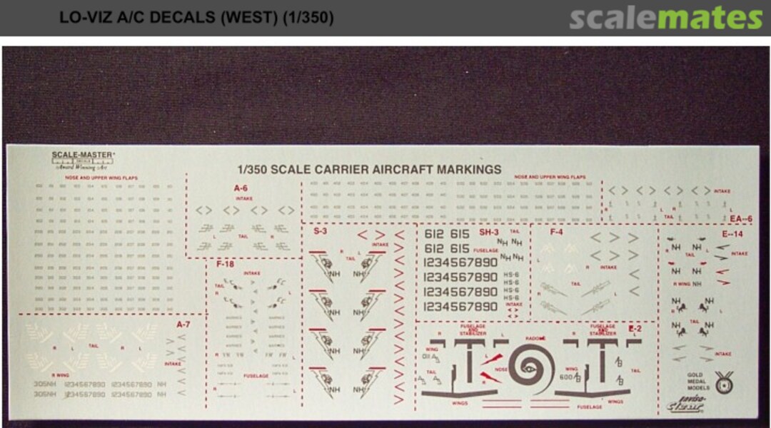 Boxart Lo-Viz A/C Decals (West) 350-2D Gold Medal Models