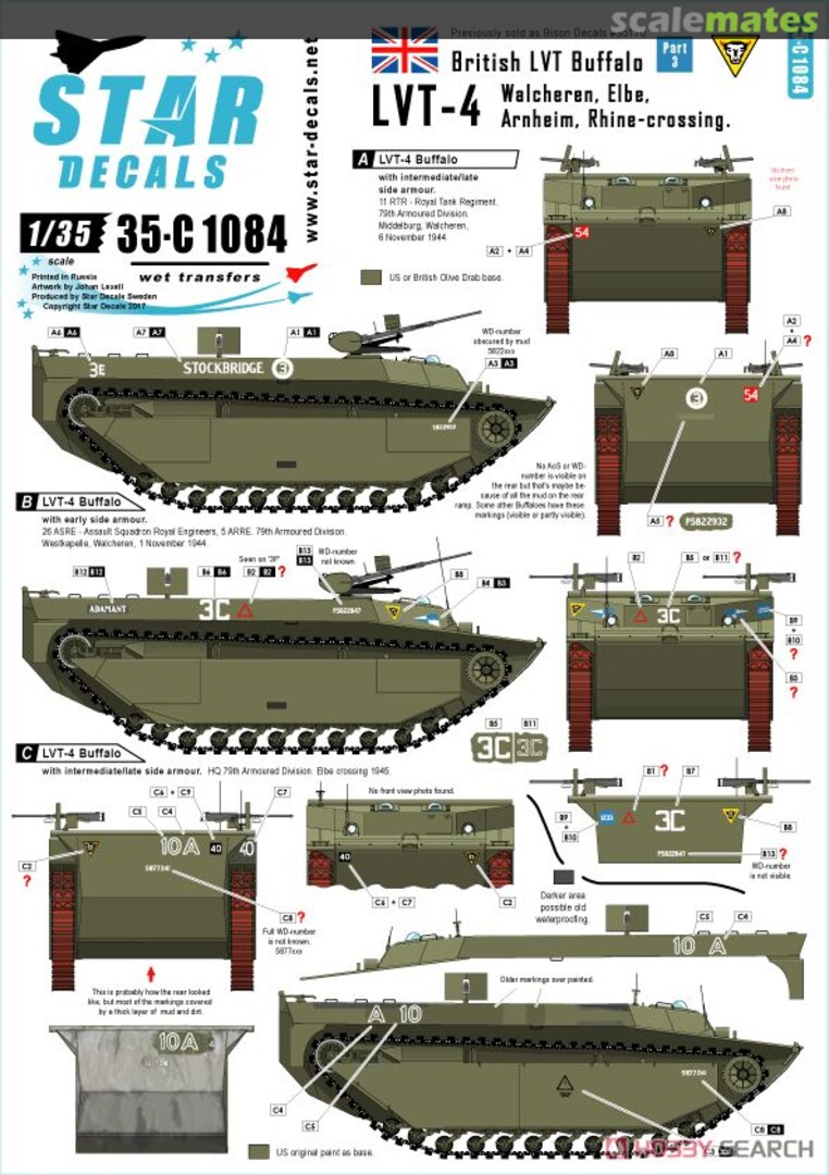 Boxart LVT Buffalo Part 3 LVT-4 35-C1084 Star Decals