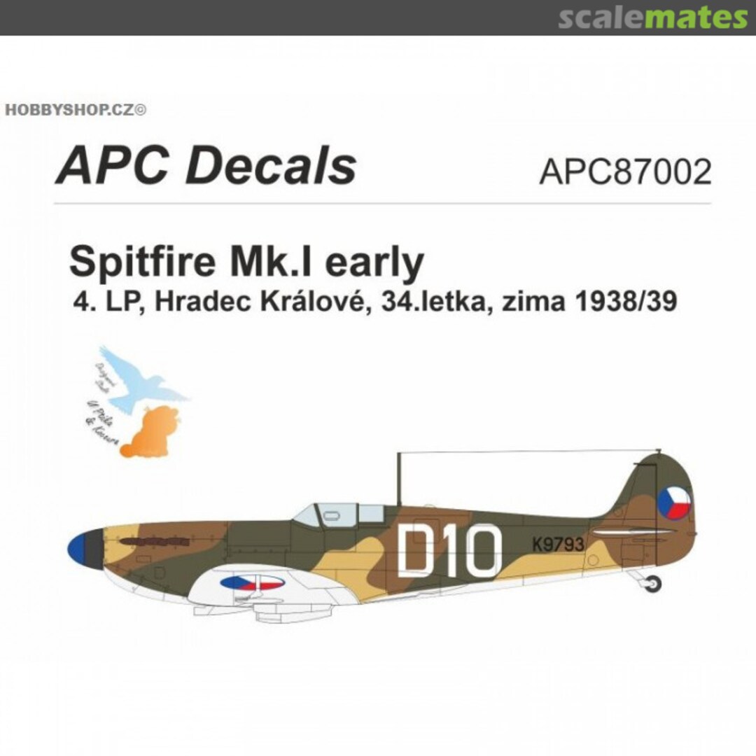 Boxart Spitfire Mk.I early ČSR APC87002 APC Decals