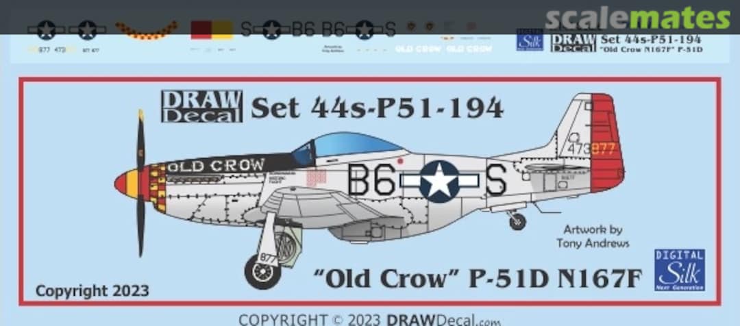 Boxart “Old Crow” P-51D N167F 44-P51-194 Draw Decal