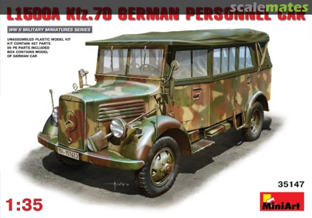 Boxart L1500A Kfz. 70 German Personnel Car 35147 MiniArt