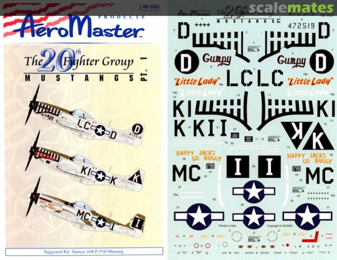 Boxart The 20th Fighter Group Mustangs Pt. I 48-565 AeroMaster