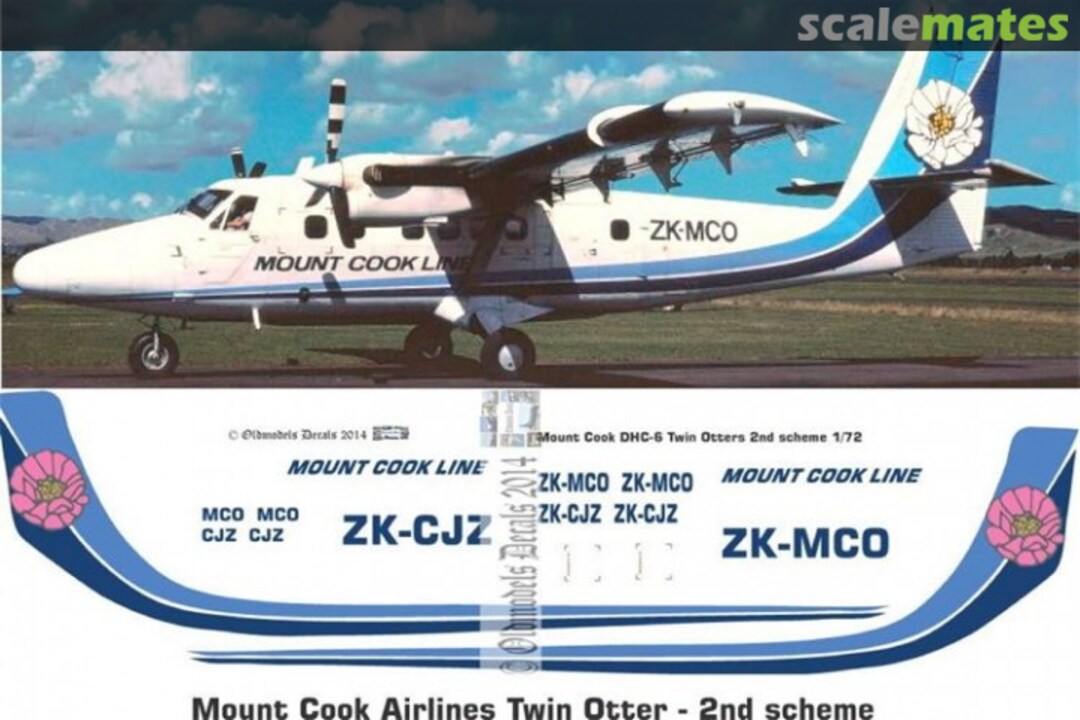 Boxart Mount Cook Airlines DHC6 Twin Otter 2nd scheme OMD0456 Oldmodels Decals