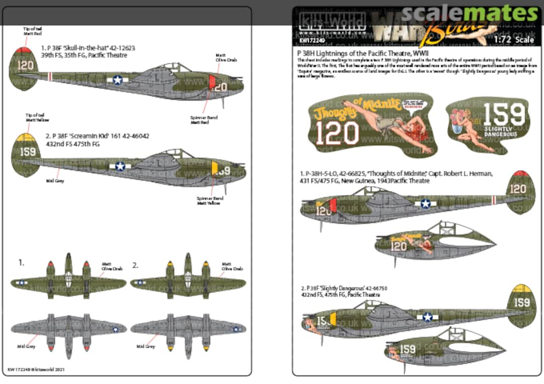 Boxart P-38H Lightnings of the Pacific Theatre, WWII KW172249 Kits-World