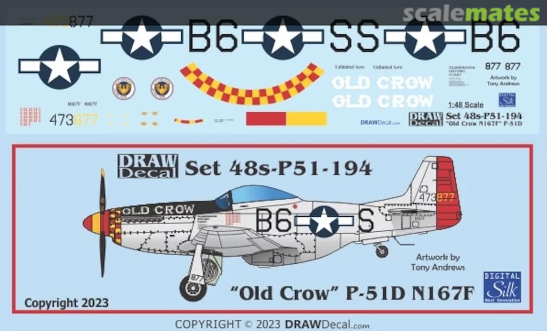 Boxart “Old Crow” P-51D N167F 48-P51-194 Draw Decal