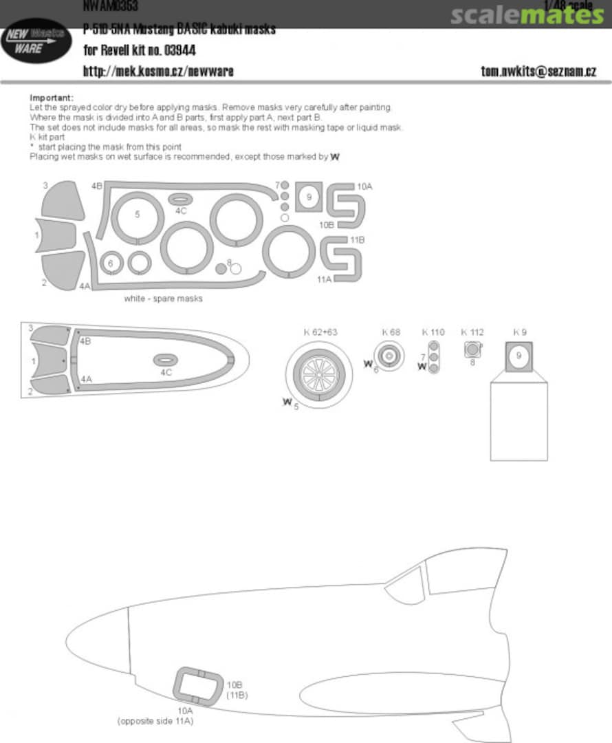 Boxart P-51D-5NA Mustang BASIC kabuki masks NWAM0353 New Ware