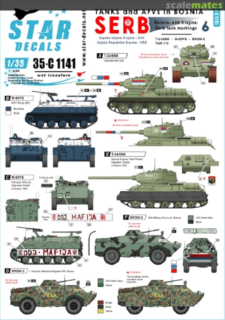 Boxart Tanks & AFVs in Bosnia # 6 35-C1141 Star Decals