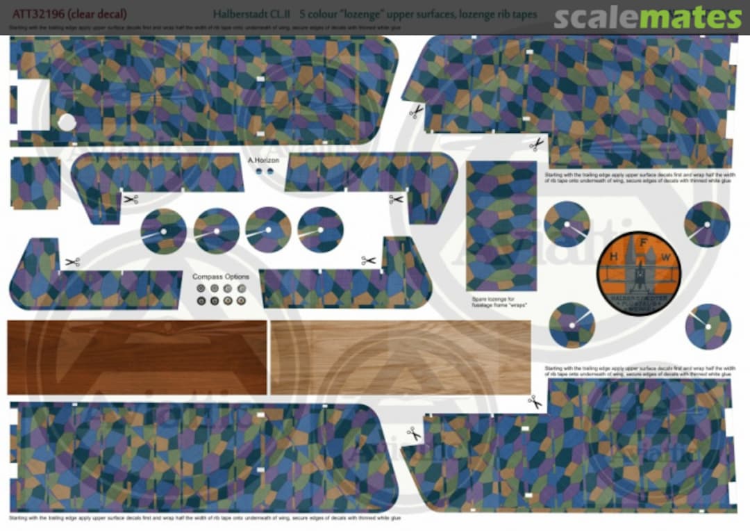 Boxart Halberstadt CL.II 5 colour 'lozenge' upper surfaces with lozenge rib tapes ATT32196 Aviattic