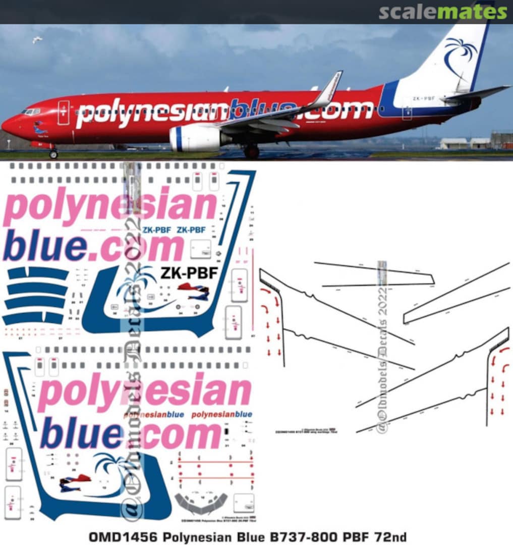 Boxart Polynesian Blue B737-800 PBF OMD1456 Oldmodels Decals