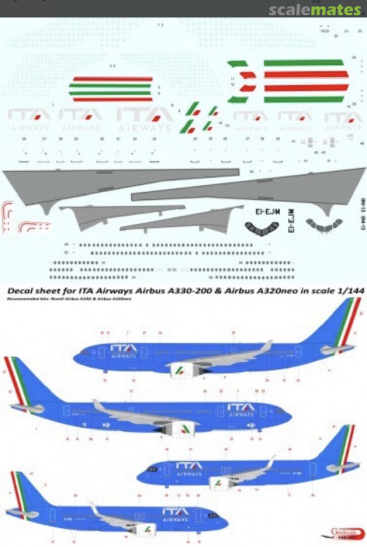 Boxart ITA Airways Airbus A330-200 & Airbus A320neo 144-307 Gio Decals