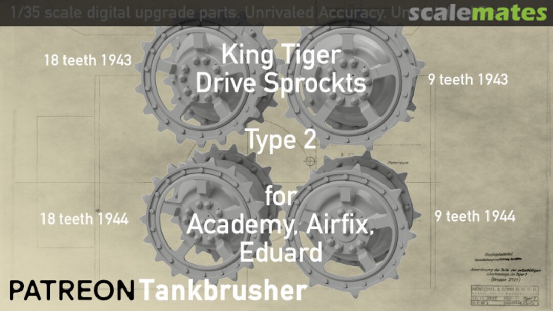 Boxart King Tiger Drive Sprockets Type 2 352401002 Tankbrusher Scale Modeling