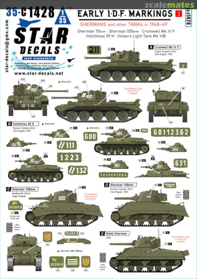 Boxart Early IDF markings # 2 35-C1428 Star Decals