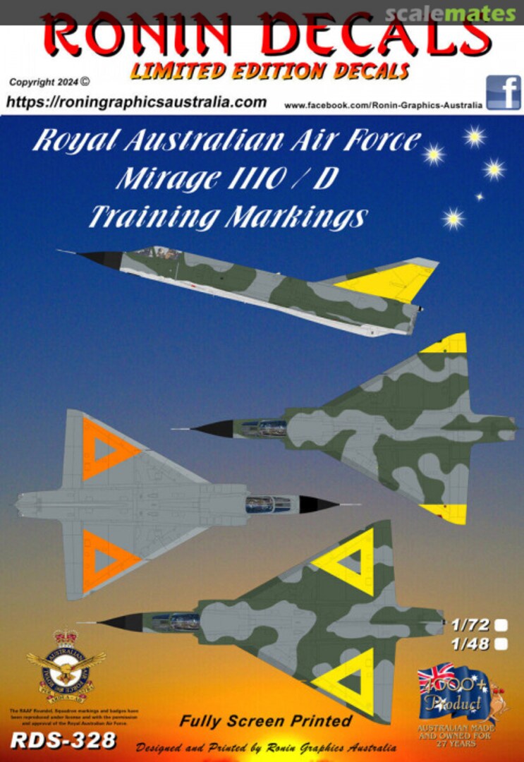 Boxart RAAF Mirage IIIO/D Training Markings RDS-328 Ronin Decals