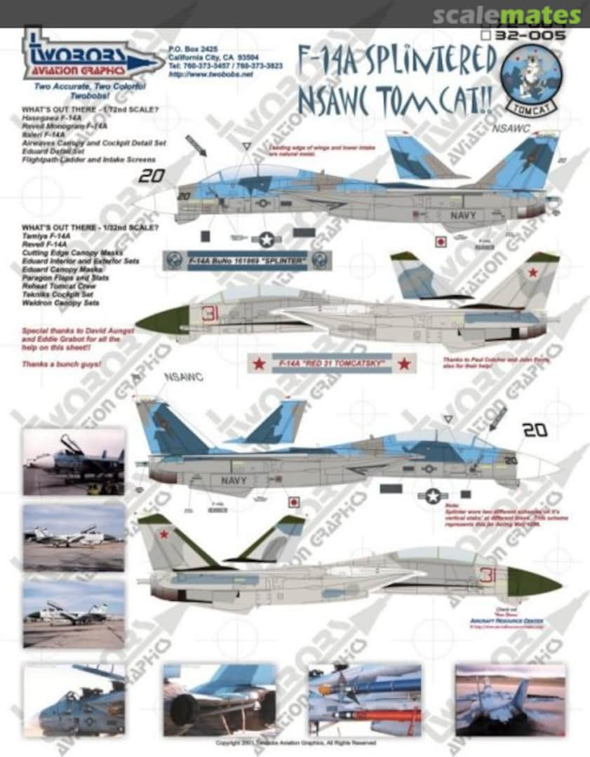 Boxart F-14A Splintered NSAWC Tomcat 72-004 TwoBobs Aviation Graphics