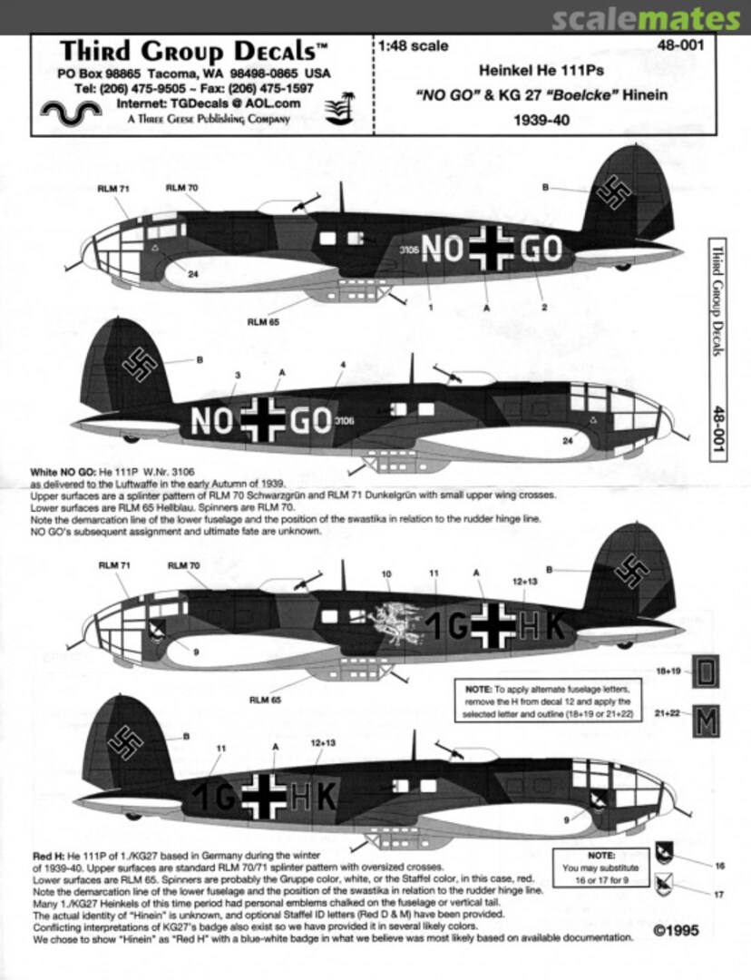 Boxart Heinkel He 111Ps 48-001 Third Group Decals