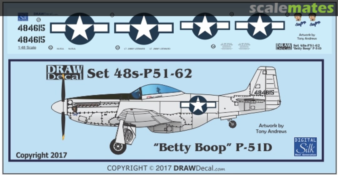 Boxart P-51D "Betty Boop" 48-P51-62 Draw Decal