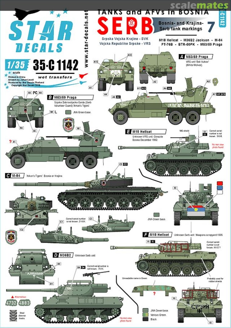 Boxart Tanks & AFVs in Bosnia # 7 35-C1142 Star Decals